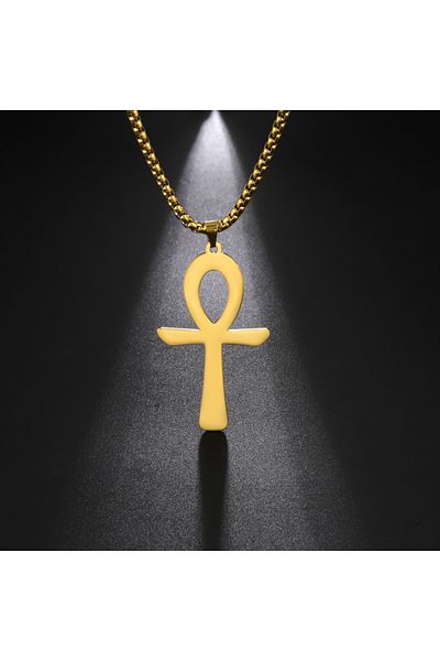 Viking Egyptian Mythology Ankh Nile Key Design Gray Stainless&Tarnish Steel Necklace