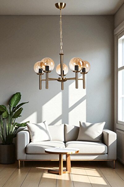 Lumexx LUKE 5 Lİ ESKİTME BAL CAMLI AVİZE