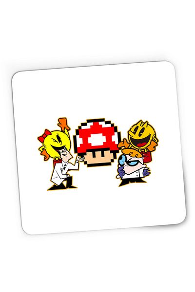OEM Mousepad Gaming Pac Man Mushroom Mario Woman Dexter Powerpuff Girls, 21x19 см