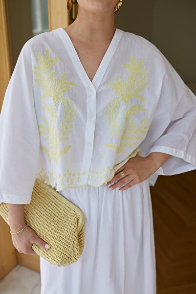 Suziş Women's 100% Cotton Embroidered Shirt Skirt Set 38821