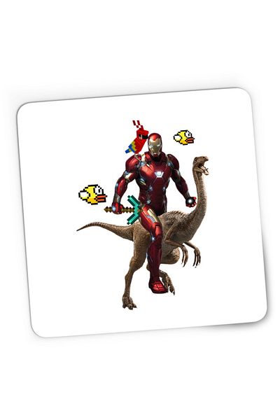 OEM Mousepad Gaming Ironman Minecraft Floppy Bird Parrot Jurrasic Park, 21x19 см