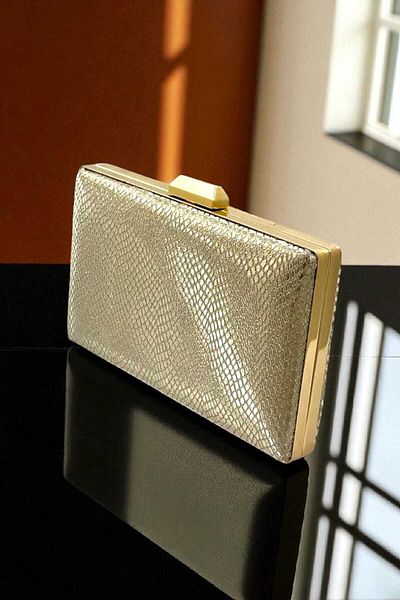 aysrbag Women's Special Model Drop Gold Evening Dress Clutch Portfolio Hand Night Wedding Engagement Evening Dress Bag