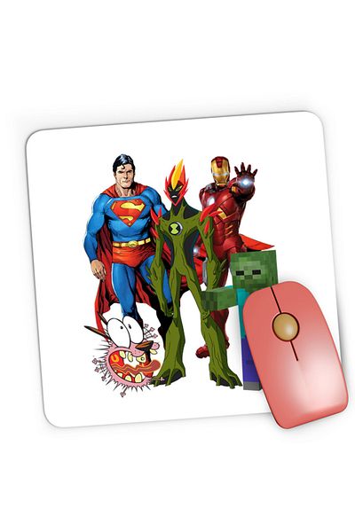 OEM Mousepad Gaming Superman Minecraft Zombie Courage Ironman Ben10, 21x19 см