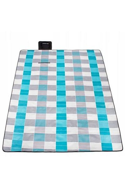 Springos Patura picnic, model carouri, albastru, 200&#215;240 cm,