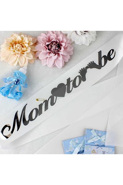 HOBİ55 Black Text Mom to Be White Color Belt