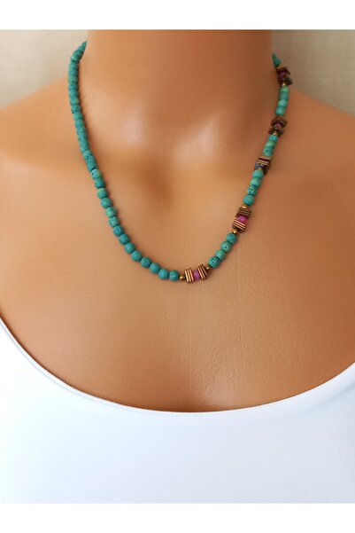 LemaStone قلادة من الحجر الطبيعي؛ مصممة من حجر الحمم البركانية والهيماتيت.