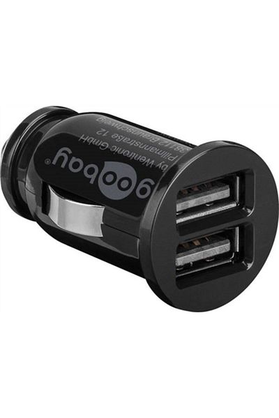 goobay Ładowarka samochodowa 58912 z dwoma portami USB, czarna