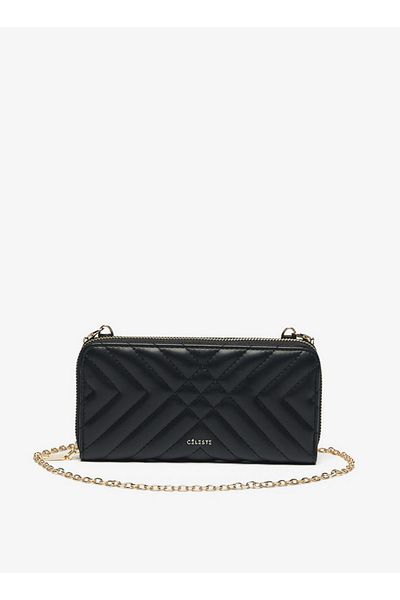 Celeste Quilted Wallet with Detachable Chain Strap and Zip Closure
