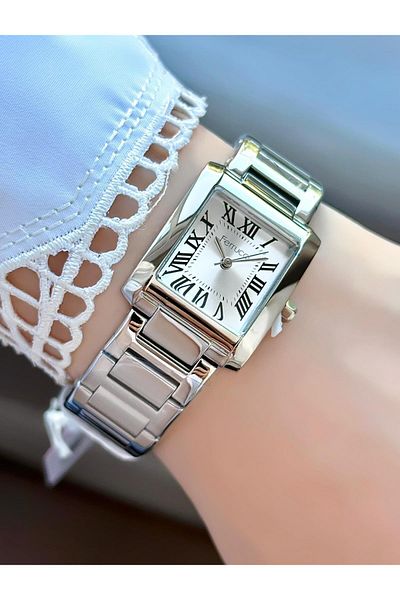 Ferrucci Milano Women's Wristwatch – Roman Numerals, Square Case, Silver Color Metal Band