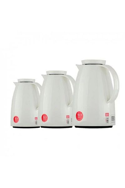 BASURRAH White Glossy Tea Thermos Set 3 Pieces 1.5L - 1L - 0.5L
