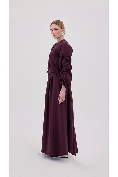 nedo7 Gathered Sleeves Jacket Dress Burgundy