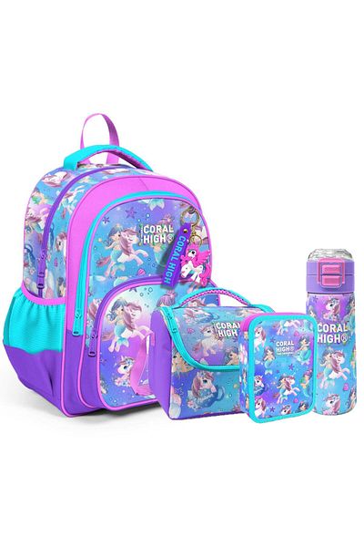 Coral High Kids 4-Piece School Bag Set (New)