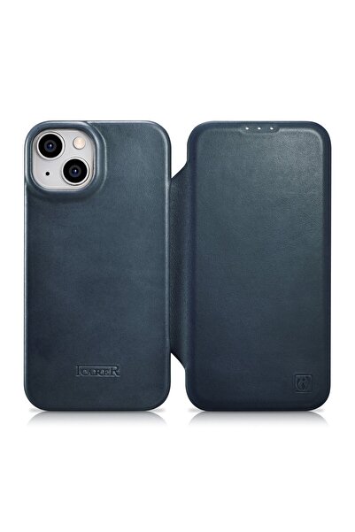 ICARER Husă din piele pentru iPhone 14 Plus cu clapă magnetică MagSafe CE, pi...