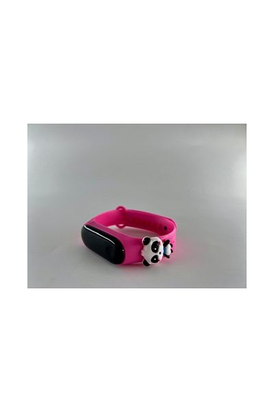 Mixbo Children's watch, adjustable silicone bracelet, built-in battery, digital dial, panda pattern, fuchsia