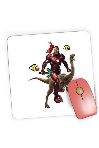 OEM Mousepad Gaming Ironman Minecraft Floppy Bird Parrot Jurrasic Park, 21x19 см