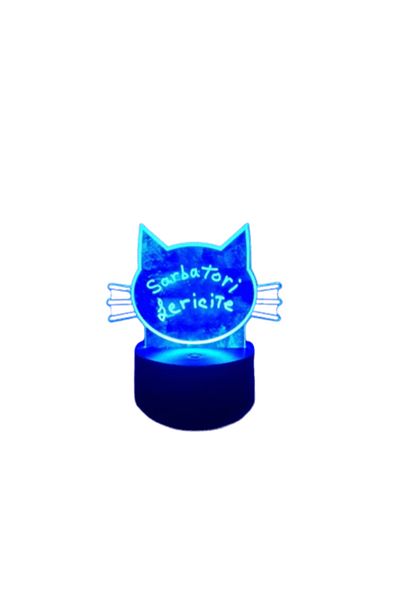 halber Lampa decorativa 3D cu mesaj personalizabil, tip Pisica, cu marker inclus, halber, Bej
