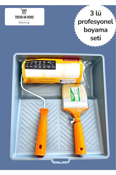 OSKAR FIRÇA 3-Piece Professional Painter Set Large Size Pan and Roller Robot Brush Wall Ceiling Etc. For Painting Space