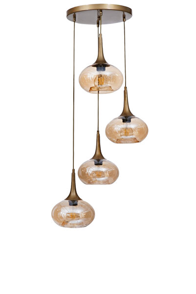 Lumexx ZARA 4 LÜ TEPSİLİ ESKİTME BAL CAMLI SARKIT