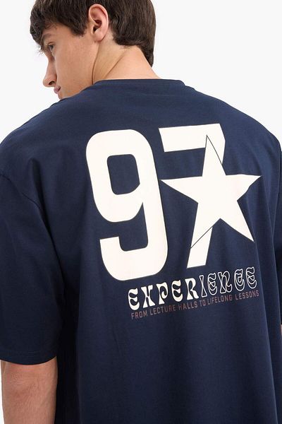 DeFacto Loose Fit Crew Neck με στάμπα με κοντομάνικο μπλουζάκι E9527AX25AU