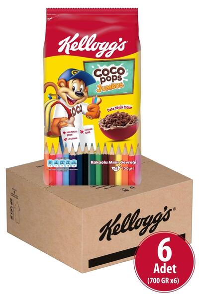 Kellogg's Coco Pops Jumbos Bts Mısır Gevreği 700x6 Adet, Lif, Demir Ve 6 Vitamin Içerir