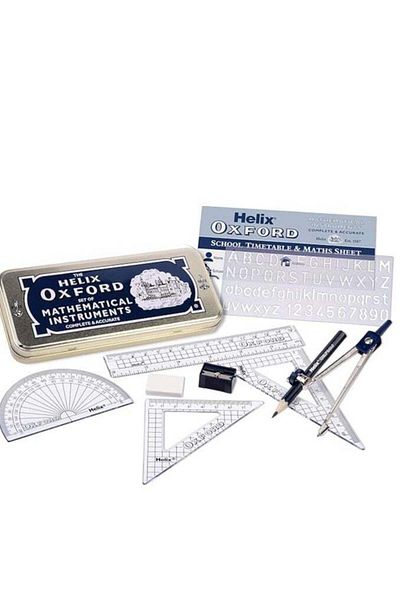 Oxford Mathematical Instruments Set Silver/Blue