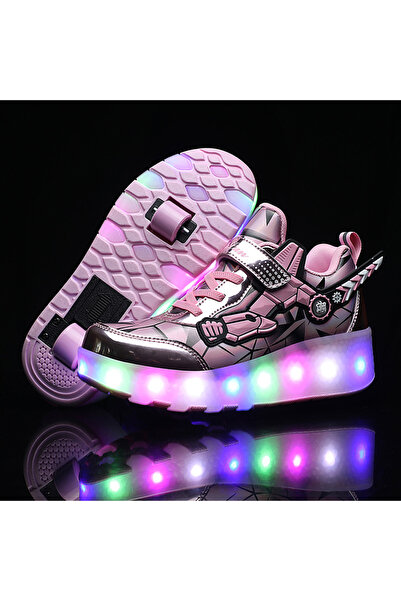 Leipae Unisex Skateboard Ayakkabı Kapanabilir Tekerlekli Işıklı Şarj Edilebilir