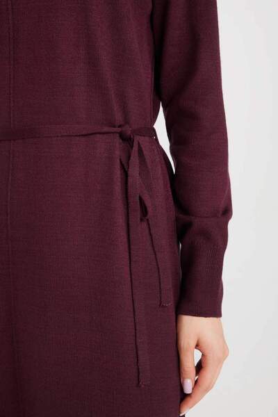 DeFacto Regular Fit Half Turtleneck Basic Plain Slit Long Sleeve Maxi Knitwear Dress A9807Ax24Wn