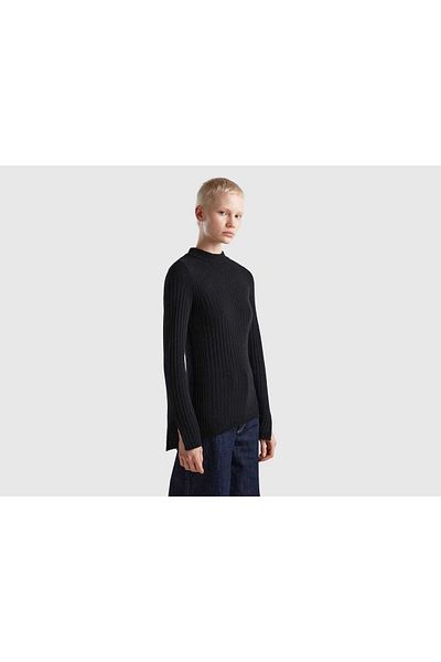 United Colors of Benetton High-Neck Sweater with Cutouts