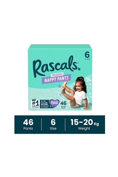 Rascals Training Diaper Pants- Size 6, 15-20 kg, 46 Count