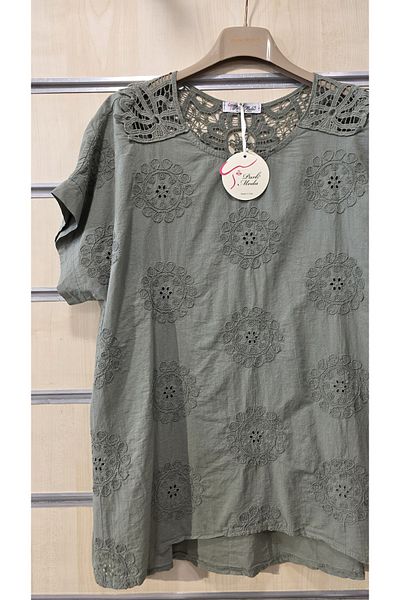 Park Moda Italian Cotton Blouse with Ruched Back