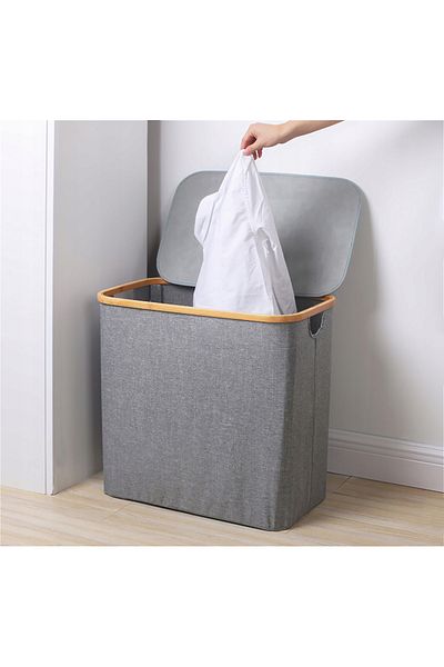 jumi COȘ DE RUFE DIN BAMBUS 60L, pliabil, mare, vertical, pentru depozitare