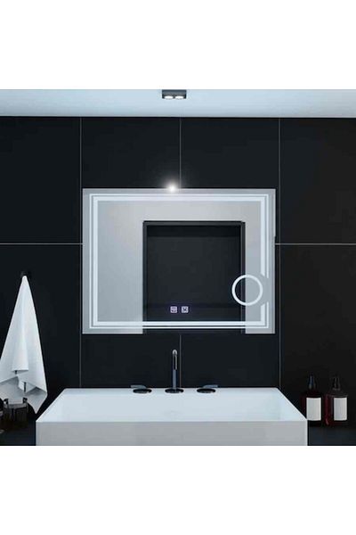 K Korman Oglindă dreptunghiulară LED 80x60cm, tactilă, anti-aburire, reglabilă