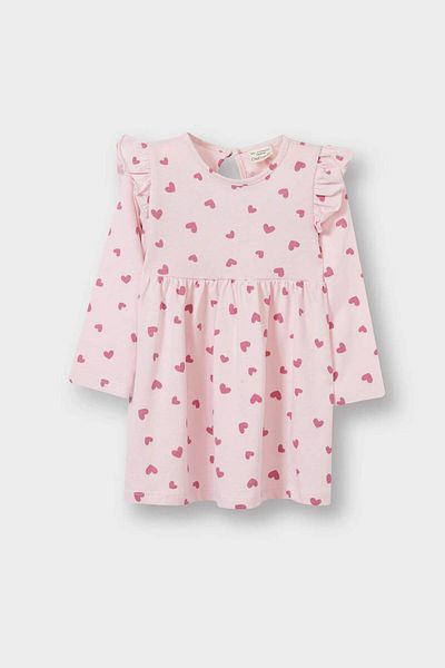DeFacto Baby Girl Heart εμπριμέ μακρυμάνικο φόρεμα F4548A525AU