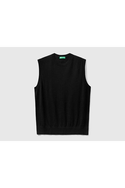 United Colors of Benetton Women's Solid Knit Wool Pullover Sweater
