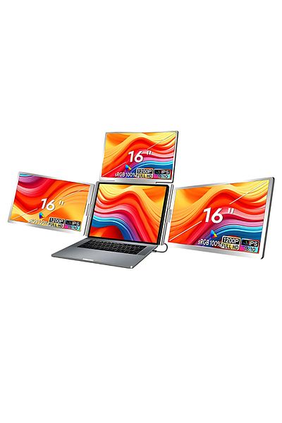 Production by A&A 3 Screen Extension For Laptop, 3*16 Inch, Full Hd, Ips, sRgb 100%, 1920*1200