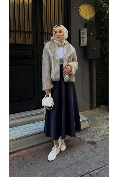BİNAAR Seasonal Scuba Skirt Navy Blue