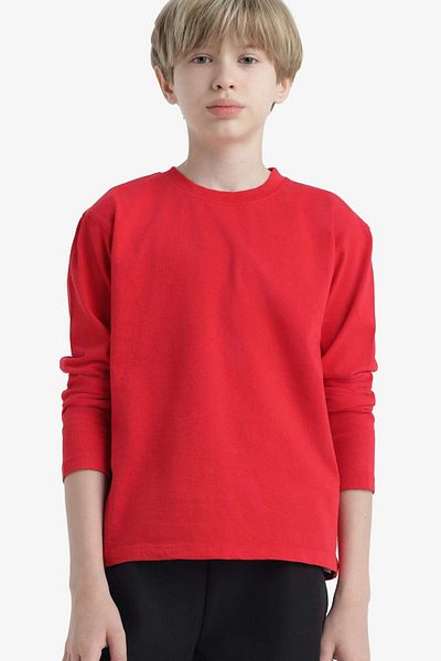 DeFacto Boy's Crew Neck Basic Plain Long Sleeve T-Shirt K1686A625Au