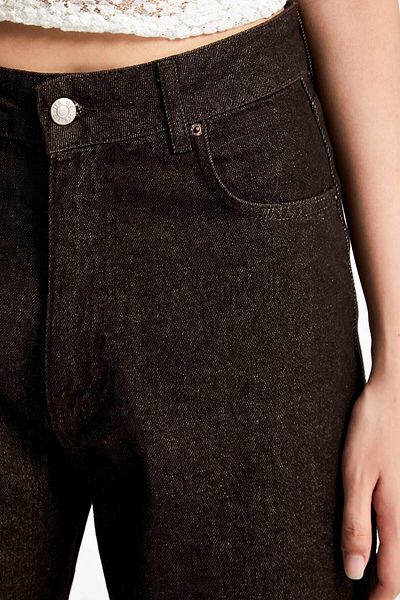 its basic Women's Bitter Brown Color 7W5-16 Straight Fit High Waist Special Shiny Fabric 100% Cotton Denim Jean