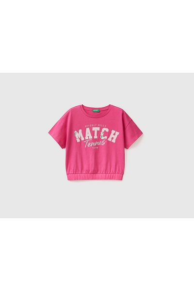 United Colors of Benetton Children's Short Sleeve T-Shirt with Rubber Print and Shine