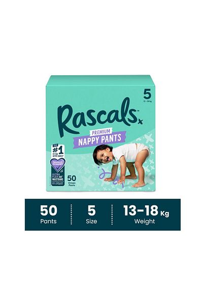 Rascals Training Diaper Pants- Size 5, 13-18 kg, 50 Count