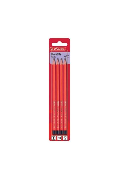 Herlitz Material Wood, Lacquered Graphite Pencils, Lead Hb, Set Of 4,