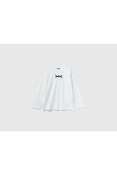 United Colors of Benetton تي شيرت دافئ للأطفال مصنوع من القطن العضوي بنسبة 100%
