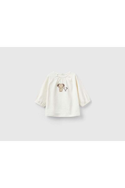 United Colors of Benetton Long Sleeve Embroidered T-Shirt for Infants