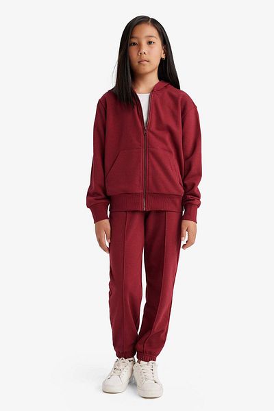 DeFacto Girl's Basic Plain Hooded Zippered Sweatshirt C8110A825Au