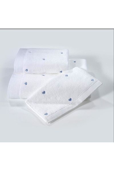 Soft Cotton Soft Cotton 100% Cotton 3-Piece White Embroidered Bath Towel Set 30x50+50x100+85x150 cm