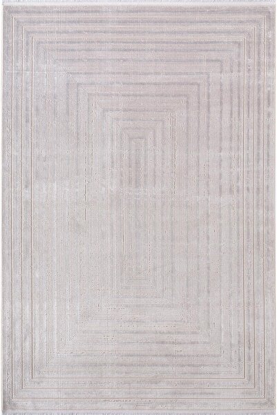 Karmen Halı Cosmos CS005G Gri Halı Modern Detaylı Pamuk Taban Viskon Tozuaz S...