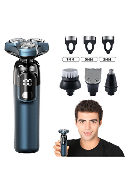 Production by A&A Επαγγελματική, πολυλειτουργική ξυριστική μηχανή 4 σε 1, διπλές λεπίδες, αιωρούμενες κεφαλές