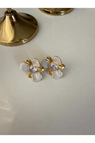 HOUSEKİ Steel White Flower Earrings