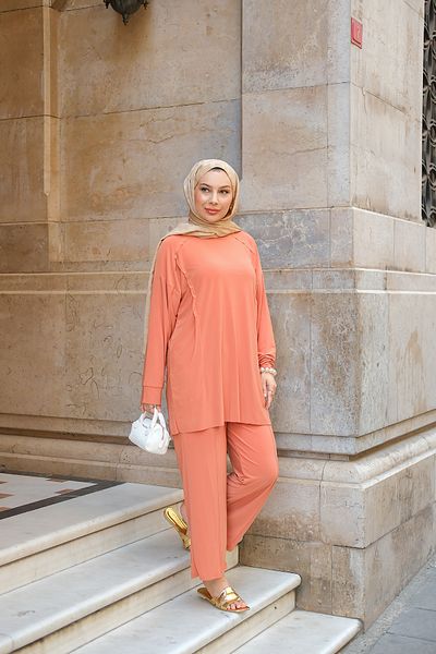 LOCCO Women's Piece Detail Double Suit Orange