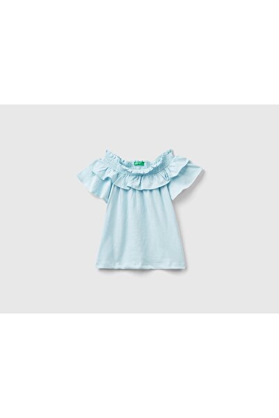 United Colors of Benetton تي شيرت بناتي برقبة مكشكشة